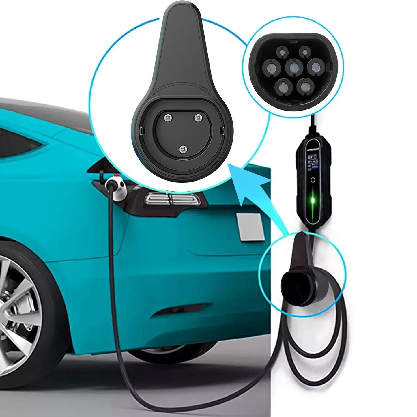 Charging Cable Plug Stand Extra Protection Wallmounted Wallbox EV Charger Plug Holder for Electric Vehicle Type 2/Type 1