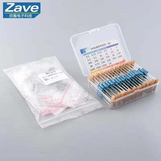 1% Resistor Set Resistance 2W Metal Film Resistors Kit 10Ohm ~1M Ohm 30Values Electronic Components Kit
