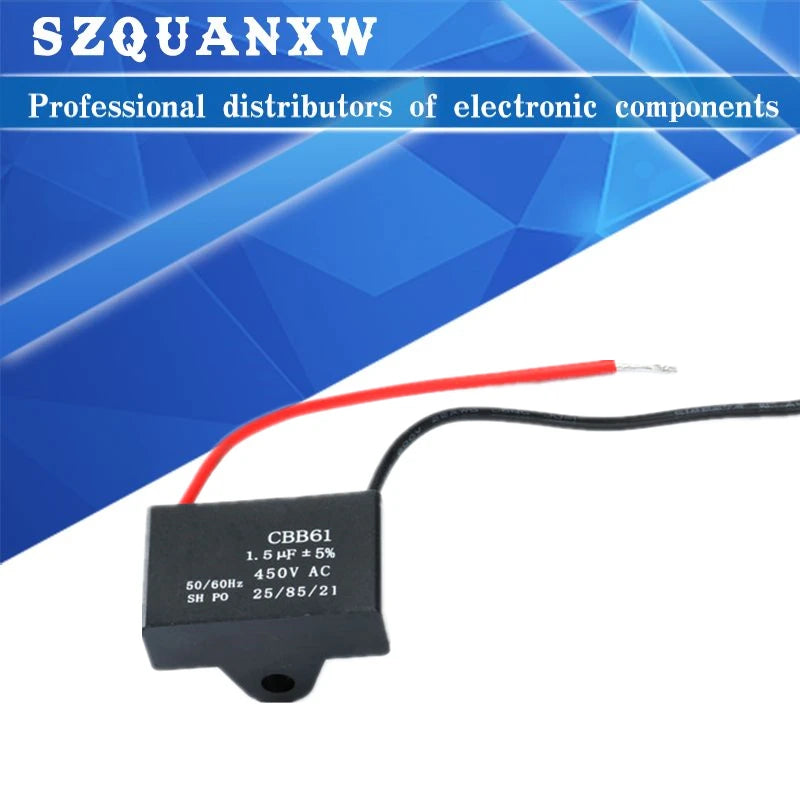 Capacitors 1UF 1.2UF 1.5UF 2UF 3UF 4UF 5UF 8UF 10UF 12UF 20UF 450V AC CBB61 Metallized Capacitor For Motor Start-up Ceiling Fan