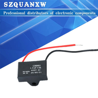 Capacitors 1UF 1.2UF 1.5UF 2UF 3UF 4UF 5UF 8UF 10UF 12UF 20UF 450V AC CBB61 Metallized Capacitor For Motor Start-up Ceiling Fan