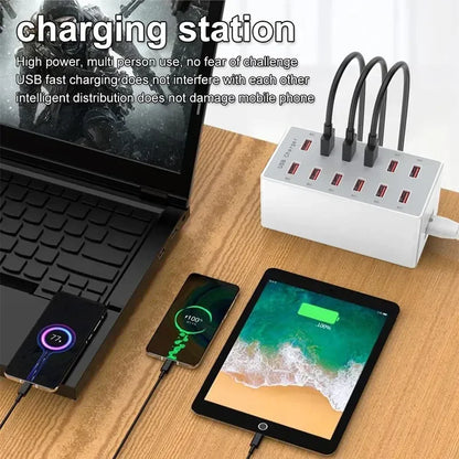 USB Charging Station 60W 12-Ports USB Wall Charger for Multiple Devices Charging Power USB Charger Hub Charging Block Desk