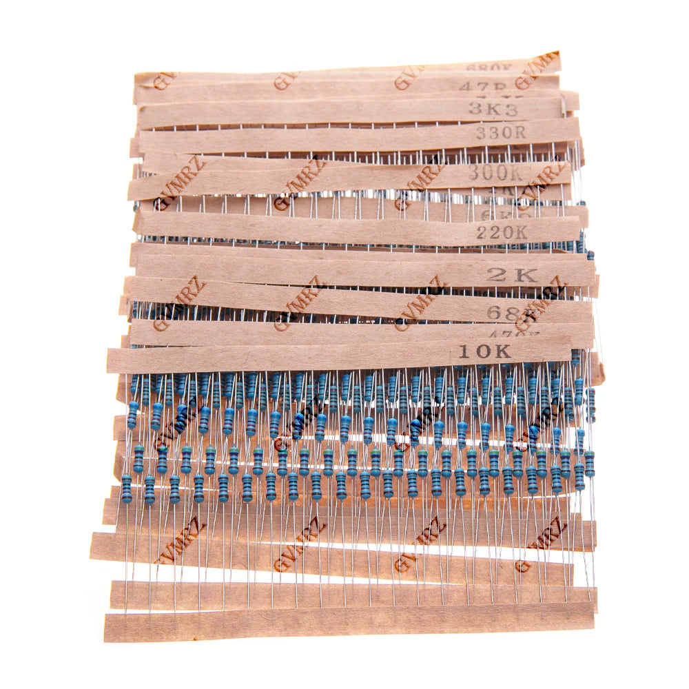 600PCS 30Values 1/4W Metal Film Resistor Assortment Kit - 20PCS Each, Boxed for Electronics DIY, Repair & Projects 1/4W