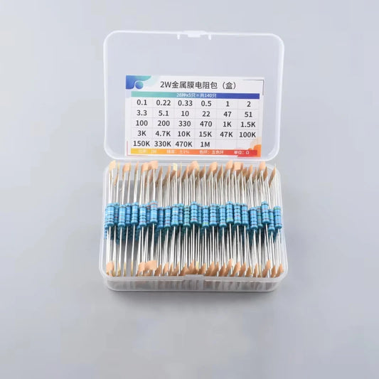 1% Resistor Set Resistance 2W Metal Film Resistors Kit 10Ohm ~1M Ohm 30Values Electronic Components Kit