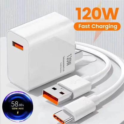 for Xiaomi 120W Turbo Fast Charger EU Wall Hypercharge Adapter with 6A Type C Cable Compatible with Mi 15 14 13 12 Ultra 11T Pro