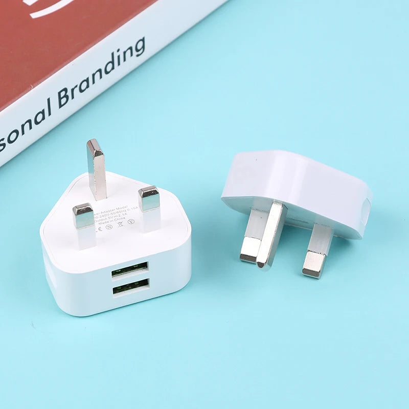 Dual USB UK Wall Charger Fast 5V/2.1A Charging Adapter for Home Simultaneous Charging for 2 Phones orTablet Universal 3 Pin Plug