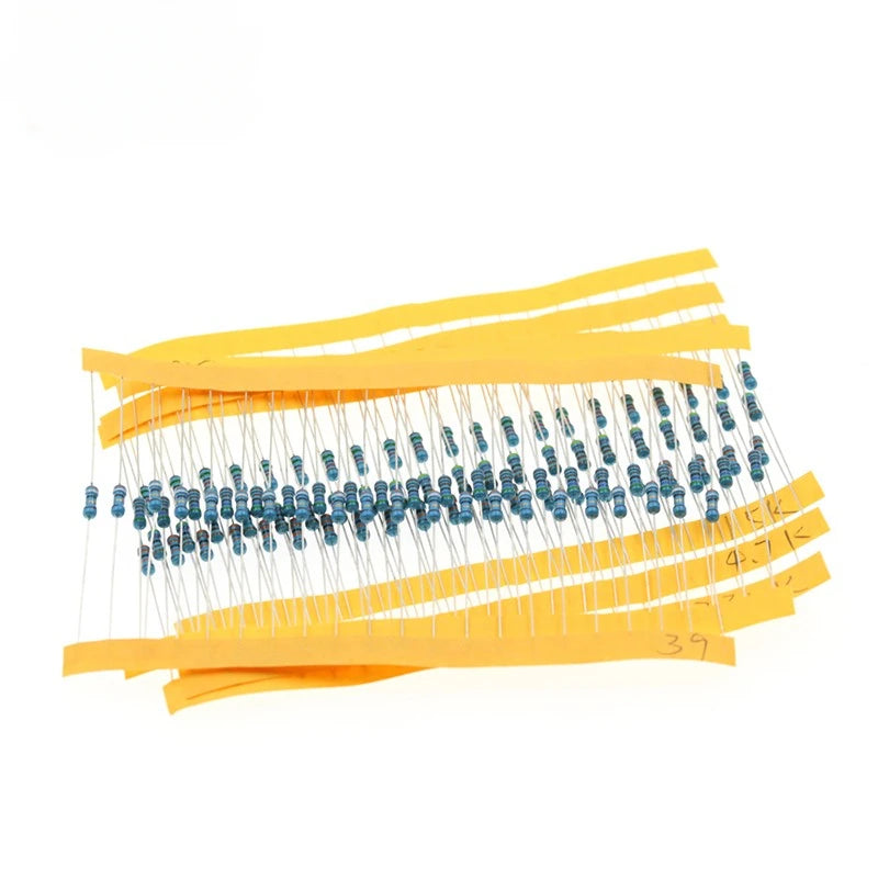 1280 Pcs 64 Value 1/4W Metal Film Resistor Kit 1R-10M Ohm 1% Resistor Product Combination Set High-Precision Stable Low Noise
