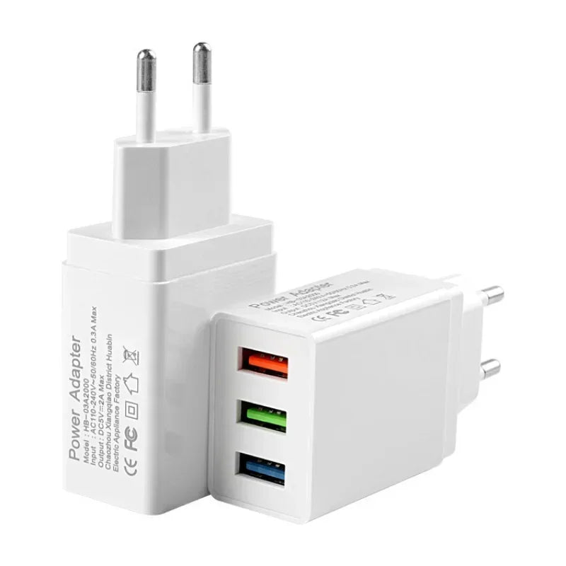 3 Port USB 5V2A Wall Plug Power Adapter Wall Charger Compatible with Two Feet Charging Cube Brick Box Base Head