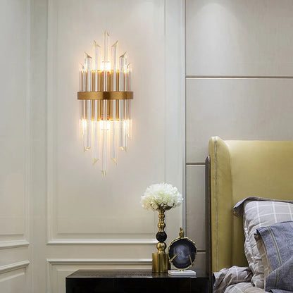 Rechargeable battery Wall Lamp Wiring Free Crystal Wall Lamp Light Luxury Modern for Living Room Golden Led Wall Sconce Lamp E14