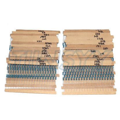 600 Pcs Metal Film Resistor Kit Assorted Kit 30 Values Metal Film Resistor Resistance 1/4W 1ohm-10Mohm 1% Tolerance