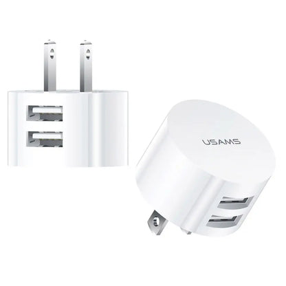 5V 2.1A White Dual USB Charger Quick Charge Wall Charger Mobile Phone Charging Mini Round Adapter Travel Charger