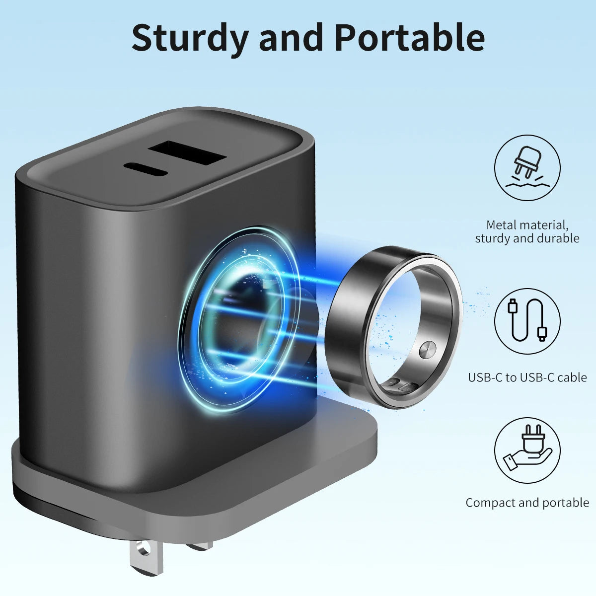 3 in 1 Portable Charger For Various Smart ring Charger 25W Fast Charging Block PD USB C Wall Charger for iPhone Ipad Weslamic