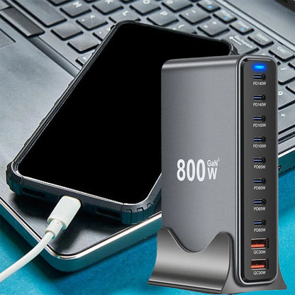 800W GaN Desktop Charger USB C Dual 140W PD3.110 Ports Fast Charging Station Adapters for Multiple Devices Laptop Wall Charger