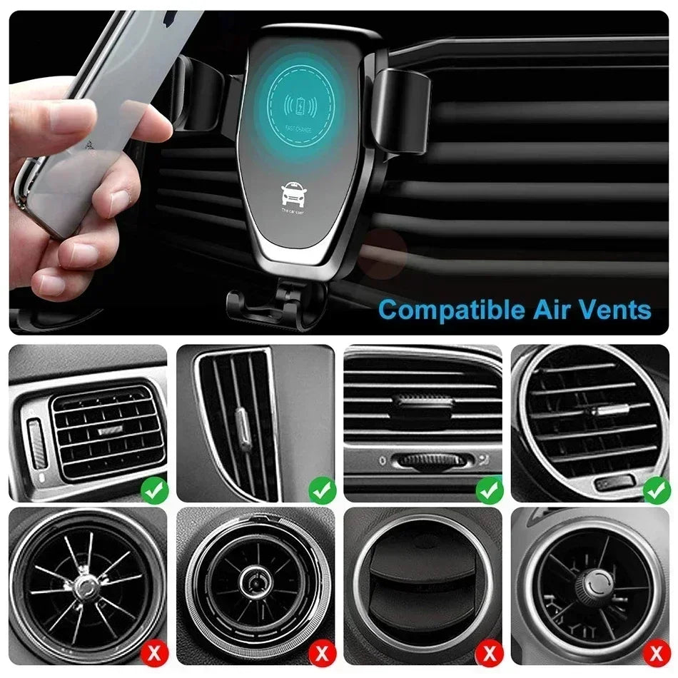 Wireless Charging Phone Car Holder Charger 15W For iPhone 15 14 13 12 11 Pro XS Max XR Fast Car Wireless Chargers