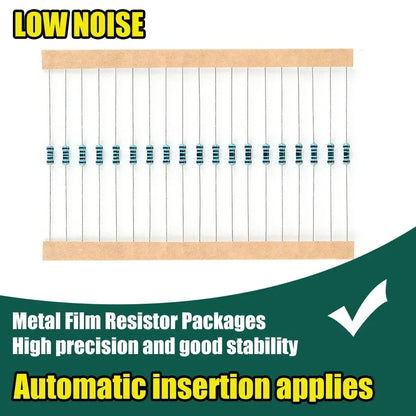 300-1200PCS Metal Film Resistor Pack Assorted Kit 30 Kinds 10R-1M Resistance 1/4W Resistance 1% Mixed Metal Film Resistance Pack