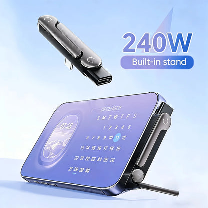 240W USB C Wall Charger with Foldable Stand 2in1 Fast Charging for Phone & Laptop Ergonomic Bracket Holder Stand
