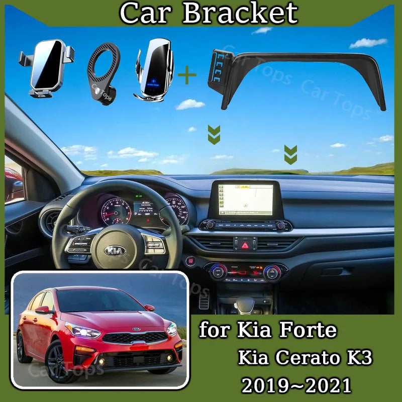 Car Mobile Phone Holder For Kia Forte Kia Cerato Kia K3 2019 2020 2021 Mount MagSafe Bracket Wireless Charger Stand Accessories