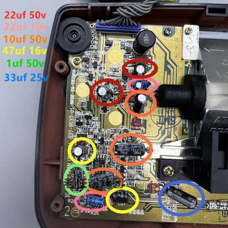 Capacitors For Sega Game Gear Gg Motherboard Capacitors Repair Replacement