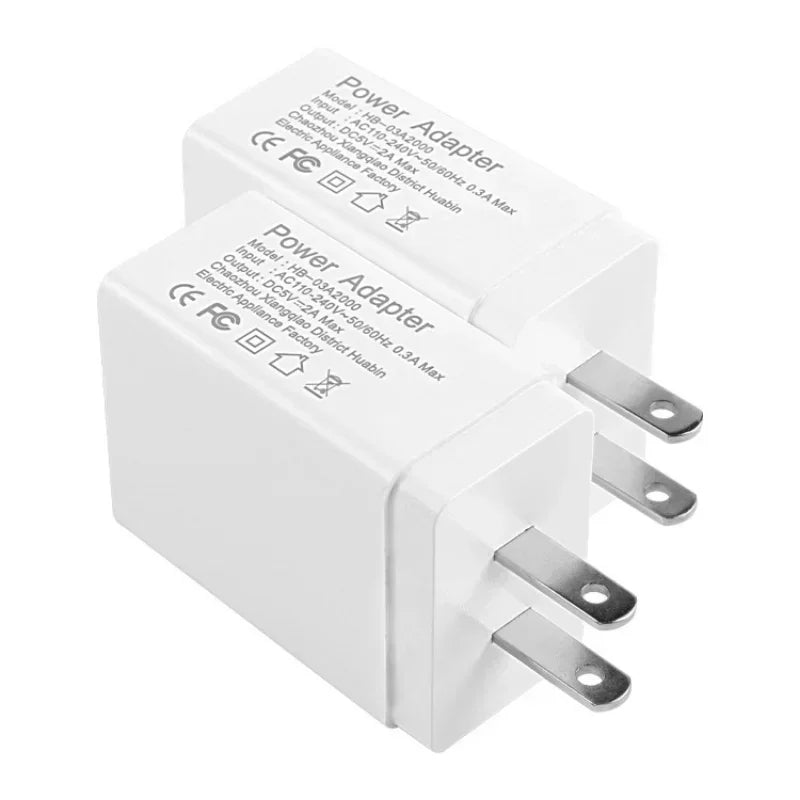 3 Port USB 5V2A Wall Plug Power Adapter Wall Charger Compatible with Two Feet Charging Cube Brick Box Base Head