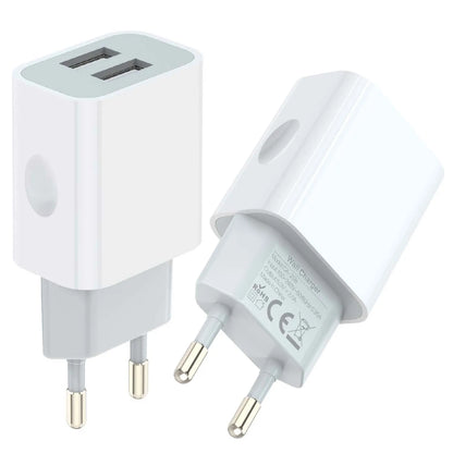 European Wall Charger, USB 2.1AMP Universal Europe Charger Block Dual Port Plug Compatible for Mobile Phone