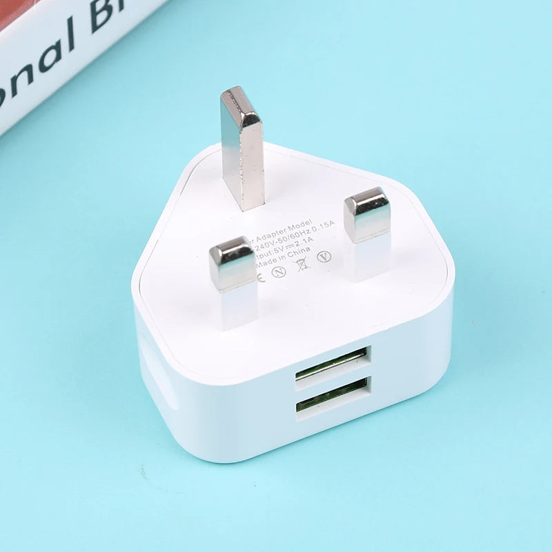 Dual USB UK Wall Charger Fast 5V/2.1A Charging Adapter for Home Simultaneous Charging for 2 Phones orTablet Universal 3 Pin Plug