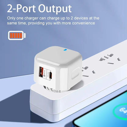 20W Dual Ports Wall Charger Type-C USB C Phone Fast Charger Super Quick Charging Power Adapters EU/US/UK Plug For iPhone Xiaomi