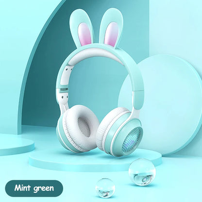 Wireless Headphones Rabbit Ear Headphones with Microphone Cute Girl Music Bluetooth Headphones for Kids Gaming Headphones