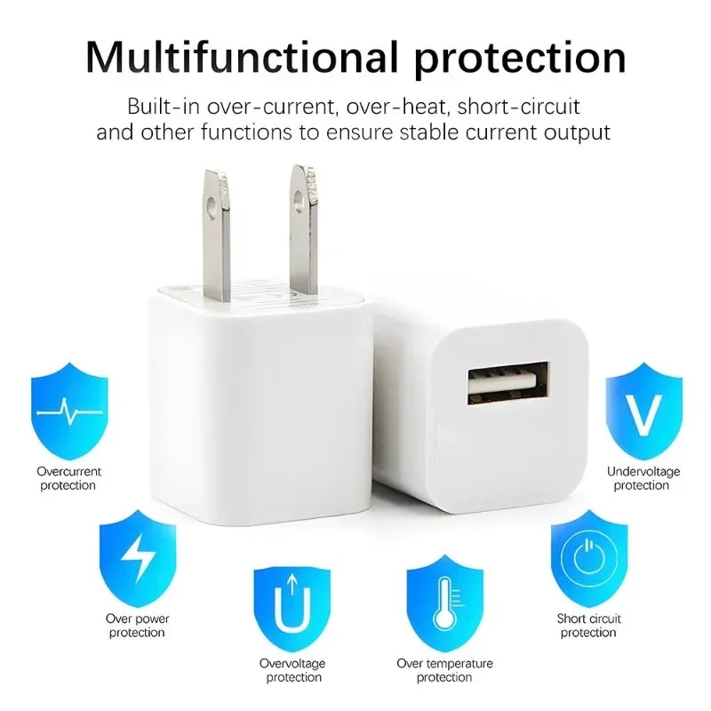 5-1Pcs 5V1A USB Wall Charger Adapter Fast Charging for IPhone 14 13 12 11 Pro Max XR XS X 8 7 6 Plus IPad Travel Adapter US Plug
