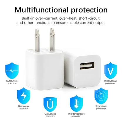 5-1Pcs 5V1A USB Wall Charger Adapter Fast Charging for IPhone 14 13 12 11 Pro Max XR XS X 8 7 6 Plus IPad Travel Adapter US Plug