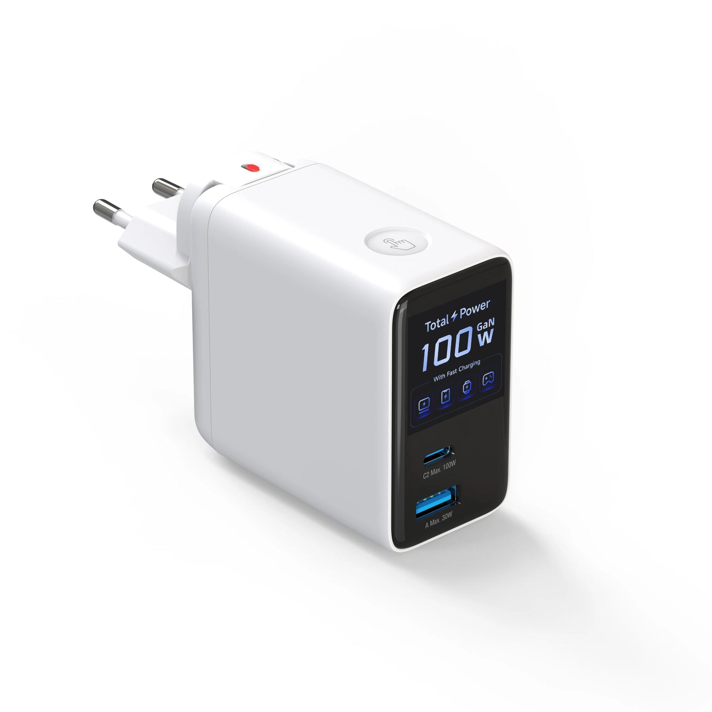 100W Wall Charger with 2-in-1 Retractable Cable And TFT Display Fast Charging GaN Charger for Phones Tablets And More