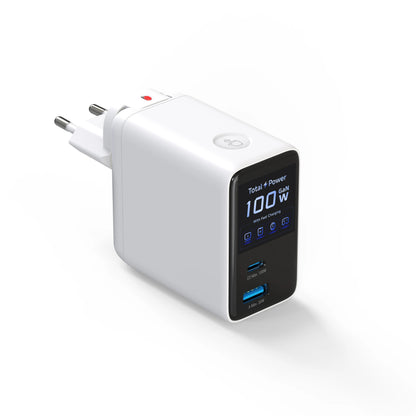 100W Wall Charger with 2-in-1 Retractable Cable And TFT Display Fast Charging GaN Charger for Phones Tablets And More