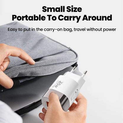 Dual Ports USB Type C Charger Fast Charging 45W QC PD 3.0 Travel Wall Charger Adpater Fast USB Chargers For Phone EU US UK Plug