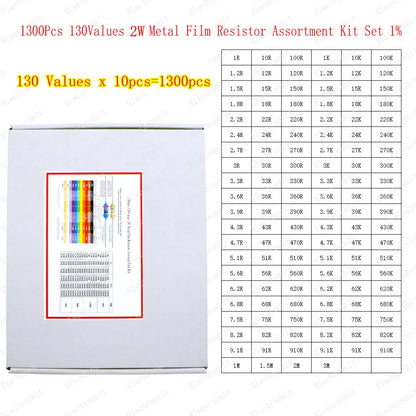 1/8W 1/4W 1/2W 1W 2W 3W 5W Metal Film Resistors Assortment Kit Set 1% Electronic Components Resistor Package