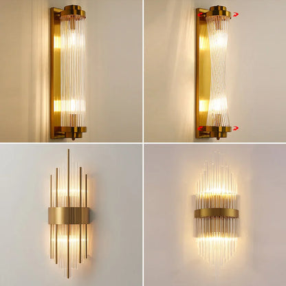 Rechargeable battery Wall Lamp Wiring Free Crystal Wall Lamp Light Luxury Modern for Living Room Golden Led Wall Sconce Lamp E14