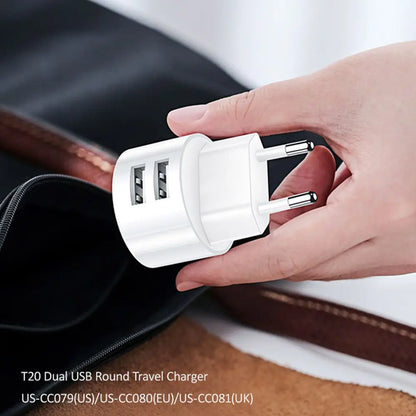 5V 2.1A White Dual USB Charger Quick Charge Wall Charger Mobile Phone Charging Mini Round Adapter Travel Charger
