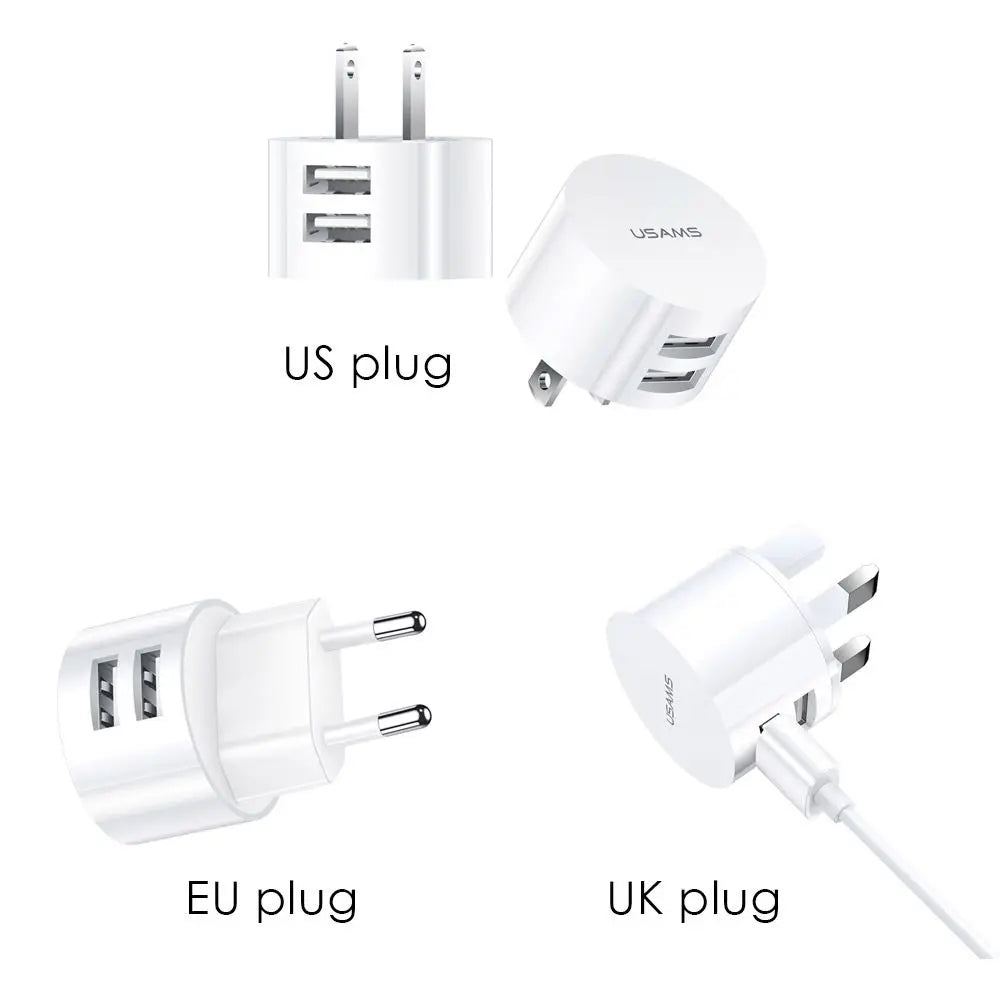 5V 2.1A Dual USB Charger Quick Charge Round Wall Charger Mobile Phone Charging Mini Adapter Travel Charger Plugs Accessories
