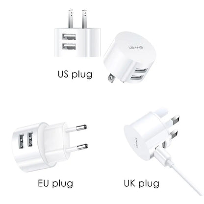 5V 2.1A Dual USB Charger Quick Charge Round Wall Charger Mobile Phone Charging Mini Adapter Travel Charger Plugs Accessories