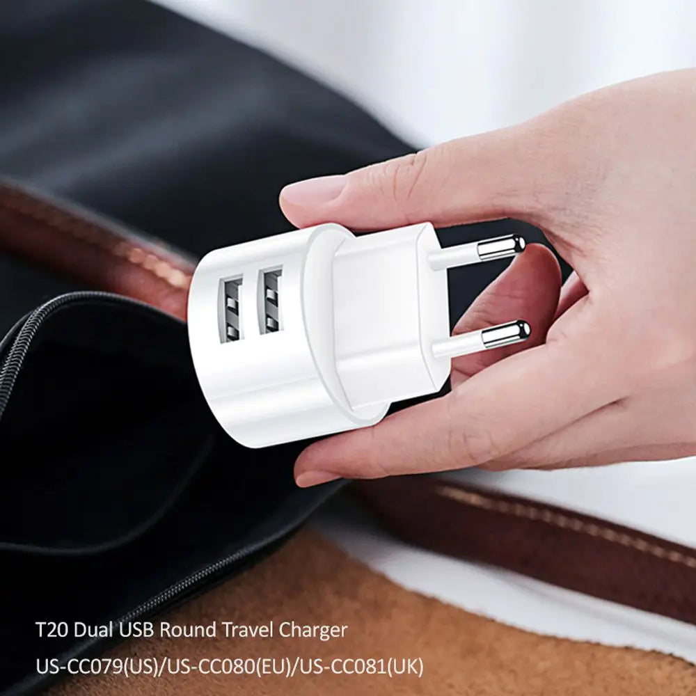 5V 2.1A Dual USB Charger Quick Charge Round Wall Charger Mobile Phone Charging Mini Adapter Travel Charger Plugs Accessories