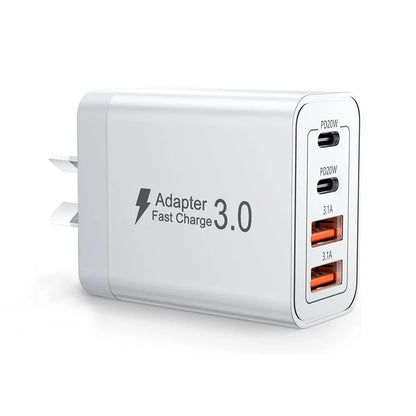 AU Wall Plug Travel Chargers, Multi-Port USB-C/USB-A Mobile Phone Charger, 40W PD Fast Charging Block Adapter for iPhone, Xiaomi