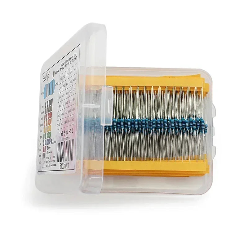 300/600PCS 30Values 1/4W Metal Film Resistor Kit with Box 10Ohm ~1M Resistance 1% Set of Resistors  Film Resistor Kit box