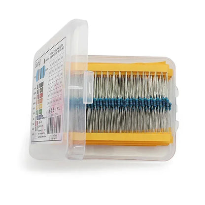 300/600PCS 30Values 1/4W Metal Film Resistor Kit with Box 10Ohm ~1M Resistance 1% Set of Resistors  Film Resistor Kit box