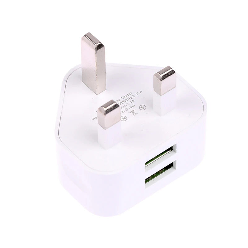 Dual USB UK Wall Charger Fast 5V/2.1A Charging Adapter for Home Simultaneous Charging for 2 Phones orTablet Universal 3 Pin Plug
