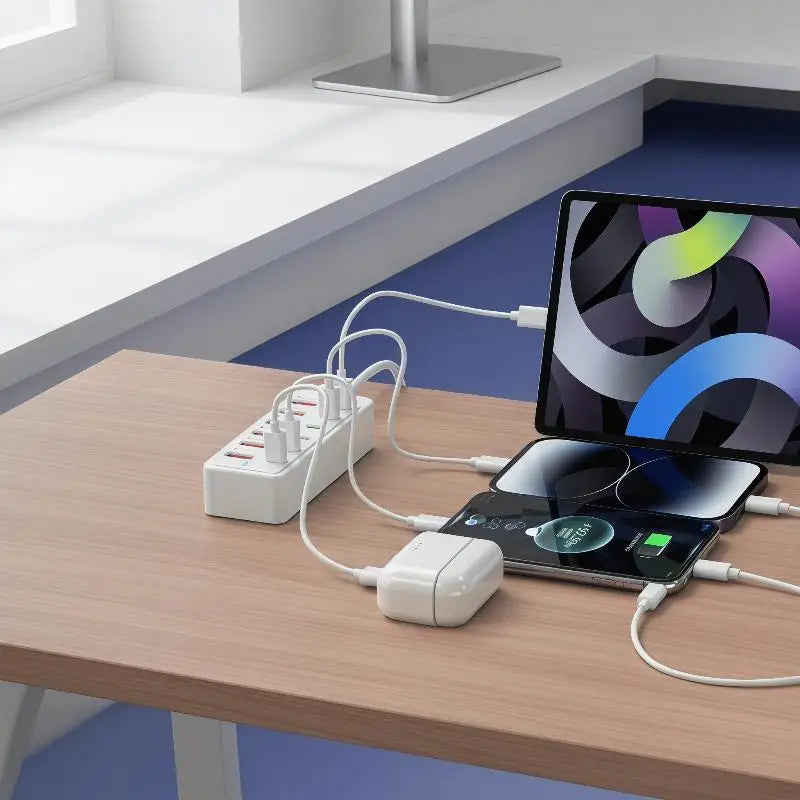 12 In 1 Power Strip Multi Port USB Charger Station Wall Desktop Power Adapter 6 USB 6 Type C Fast Charging Charger For Phone