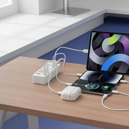 12 In 1 Power Strip Multi Port USB Charger Station Wall Desktop Power Adapter 6 USB 6 Type C Fast Charging Charger For Phone