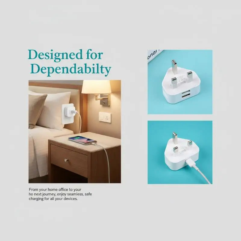 Universal UK Plug 3 Pin Wall Charger Adapter With 1/2 USB Ports Charging Charging Charger