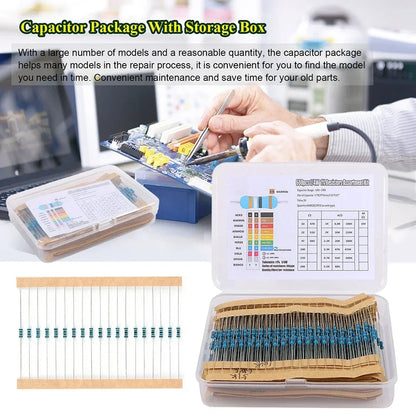 300-1200PCS Metal Film Resistor Pack Assorted Kit 30 Kinds 10R-1M Resistance 1/4W Resistance 1% Mixed Metal Film Resistance Pack