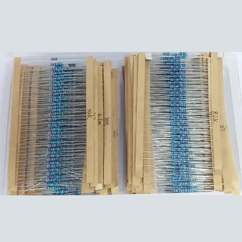 1280 Pcs 64 Value 1/4W Metal Film Resistor Kit 1R-10M Ohm 1% Resistor Product Combination Set High-Precision Stable Low Noise