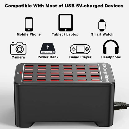 10 15 20 25 30 Ports HUB USB Charger 150W Universal Wall Desktop Fast Charging Station Dock for Mobile Phone Power Adapter