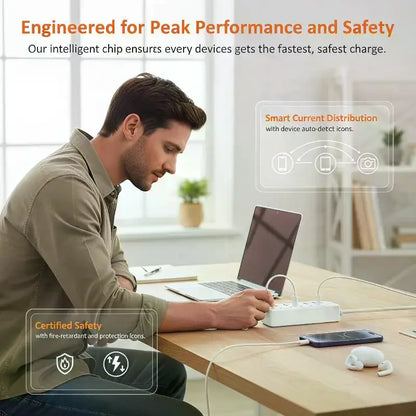 12 In 1 Power Strip Multi Port USB Charger Station Wall Desktop Power Adapter 6 USB 6 Type C Fast Charging Charger For Phone