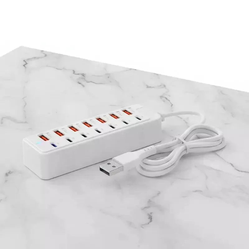 12 In 1 Power Strip Multi Port USB Charger Station Wall Desktop Power Adapter 6 USB 6 Type C Fast Charging Charger For Phone
