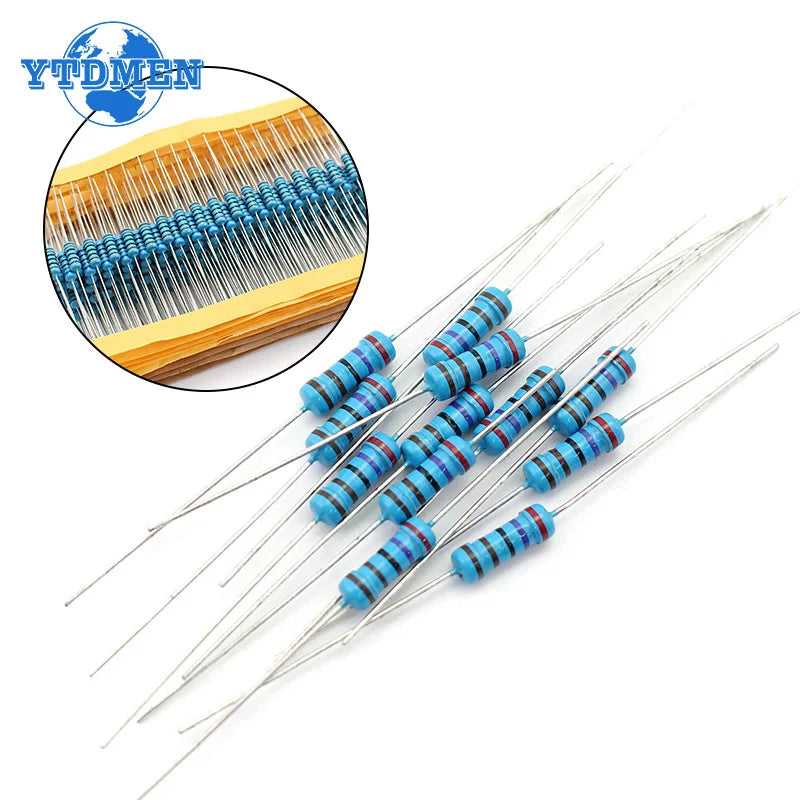 300/600pcs 1/4w Metal Film Resistor 30 Values Resistance Kit 10R-1M 0.25W 1% Resistors Set with Box